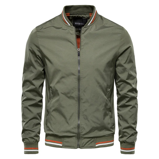 Men's Solid Color Bomber Jacket - Casual Slim Fit Outerwear