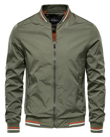 Men's Solid Color Bomber Jacket - Casual Slim Fit Outerwear