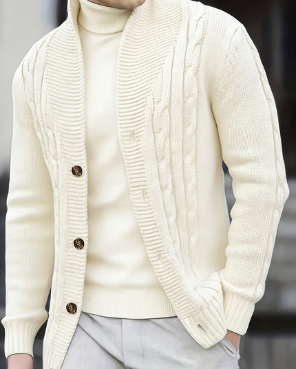 Men's Solid Color Knit Pullover Sweater - Casual Fall Style