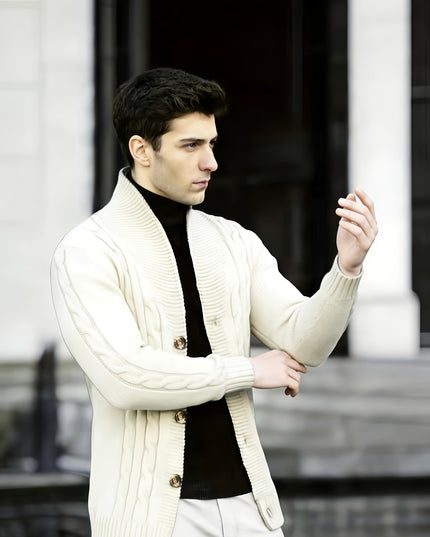 Men's Solid Color Knit Pullover Sweater - Casual Fall Style