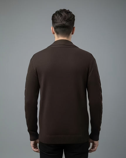 Men's Solid Color Knit Pullover Sweater - Casual Fall Style