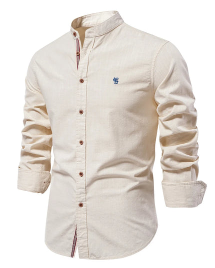 Men's Solid Color Long Sleeve Shirt - Casual Spring Style