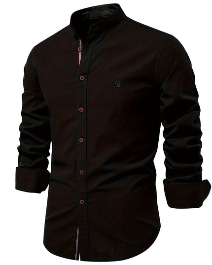 Men's Solid Color Long Sleeve Shirt - Casual Spring Style