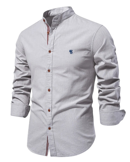 Men's Solid Color Long Sleeve Shirt - Casual Spring Style