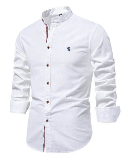 Men's Solid Color Long Sleeve Shirt - Casual Spring Style