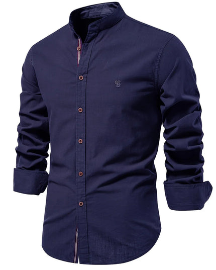 Men's Solid Color Long Sleeve Shirt - Casual Spring Style