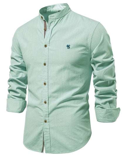 Men's Solid Color Long Sleeve Shirt - Casual Spring Style