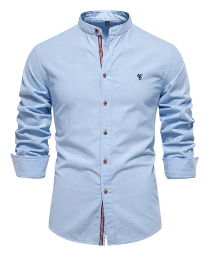 Men's Solid Color Long Sleeve Shirt - Casual Spring Style