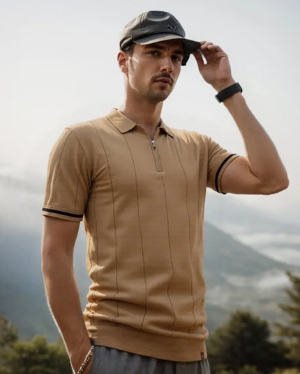 Men's Solid Color Polo Shirt - Breathable Athletic Fit