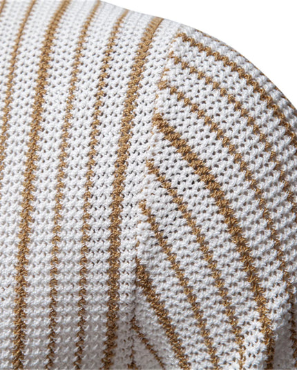Men's Striped Mesh Polo Shirt - Breathable Casual Knit Top
