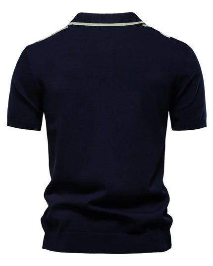 Men's Striped Mesh Polo Shirt - Breathable Casual Style