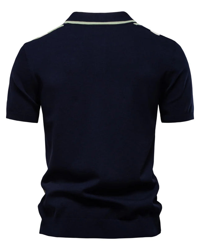 Men's Striped Mesh Polo Shirt - Breathable Casual Style