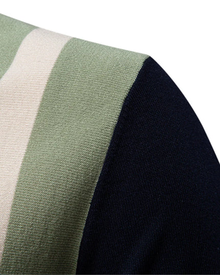Men's Striped Mesh Polo Shirt - Breathable Casual Style