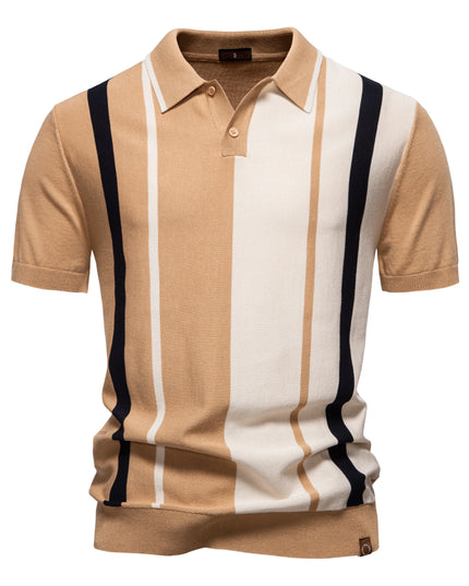 Men's Striped Mesh Polo Shirt - Breathable Casual Style