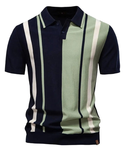 Men's Striped Mesh Polo Shirt - Breathable Casual Style