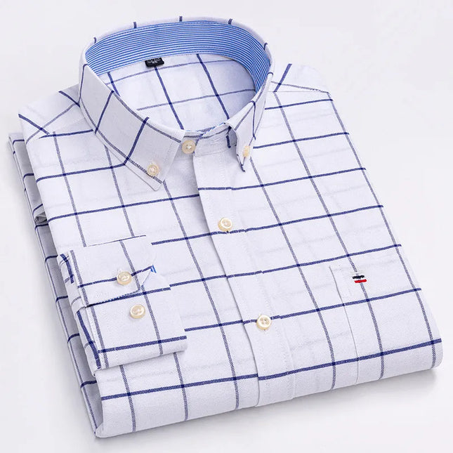 Men's Striped Oxford Shirt - Casual Long Sleeve Slim Fit Design