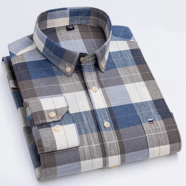 Men's Striped Oxford Shirt - Casual Long Sleeve Slim Fit Design