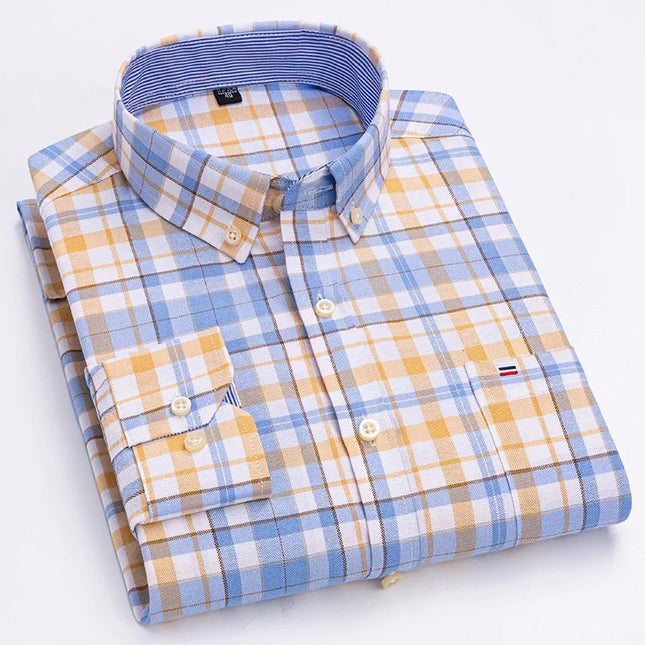 Men's Striped Oxford Shirt - Casual Long Sleeve Slim Fit Design