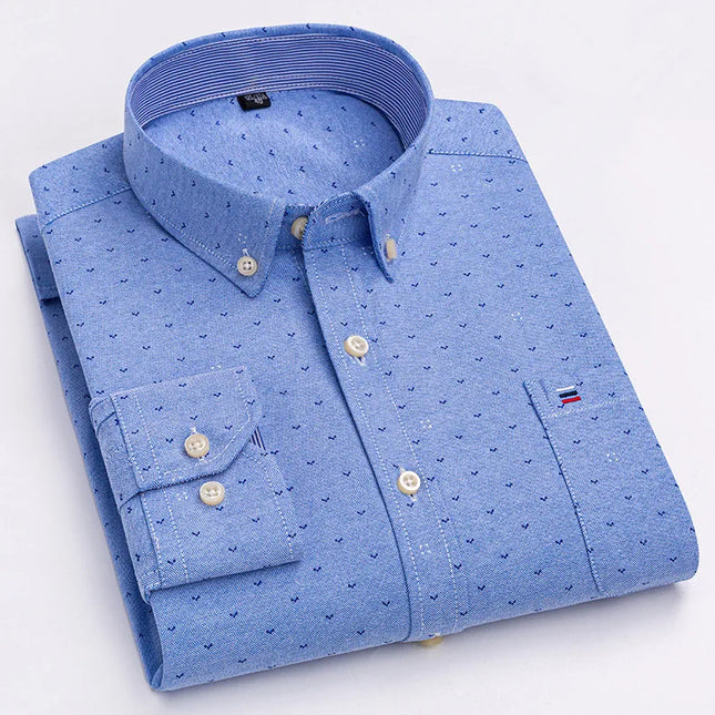 Men's Striped Oxford Shirt - Casual Long Sleeve Slim Fit Design