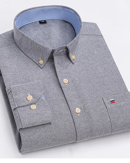 Men's Striped Oxford Shirt - Casual Long Sleeve Slim Fit Design