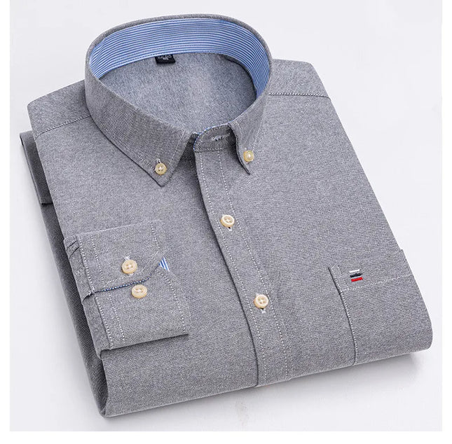 Men's Striped Oxford Shirt - Casual Long Sleeve Slim Fit Design