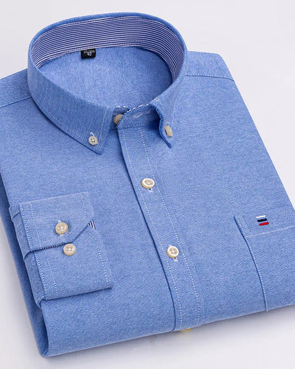 Men's Striped Oxford Shirt - Casual Long Sleeve Slim Fit Design