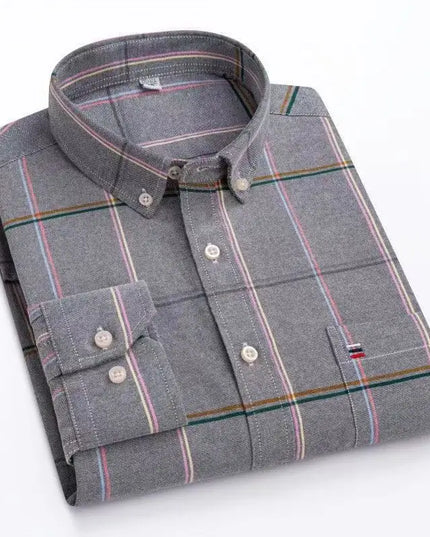 Men's Striped Oxford Shirt - Casual Long Sleeve Slim Fit Design