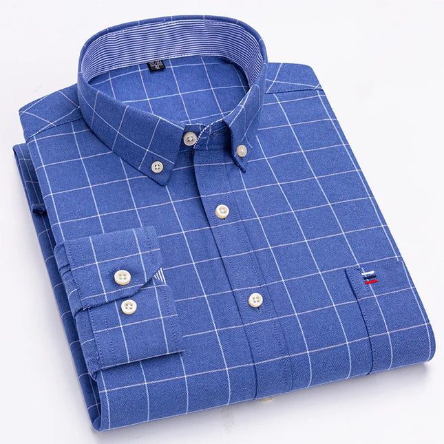 Men's Striped Oxford Shirt - Casual Long Sleeve Slim Fit Design