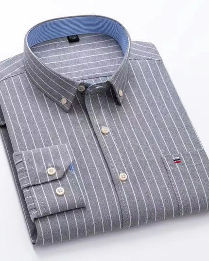 Men's Striped Oxford Shirt - Casual Long Sleeve Slim Fit Design