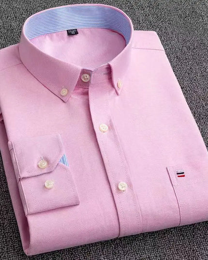 Men's Striped Oxford Shirt - Casual Long Sleeve Slim Fit Design