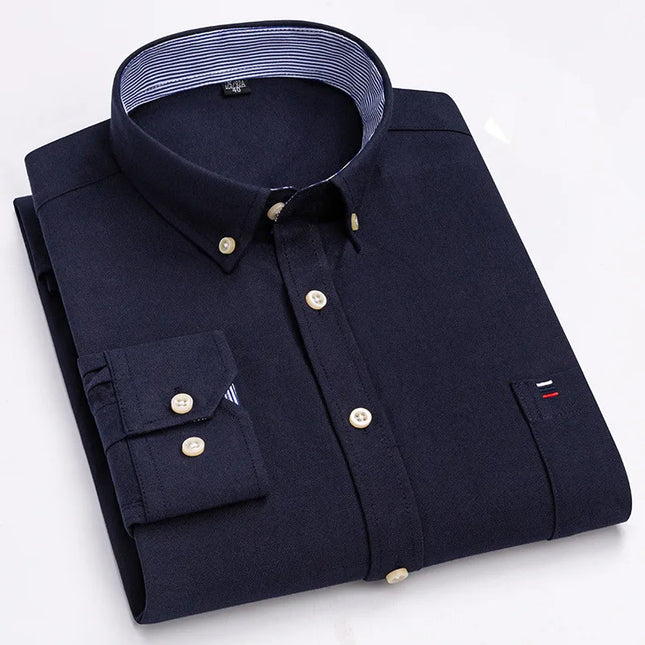Men's Striped Oxford Shirt - Casual Long Sleeve Slim Fit Design