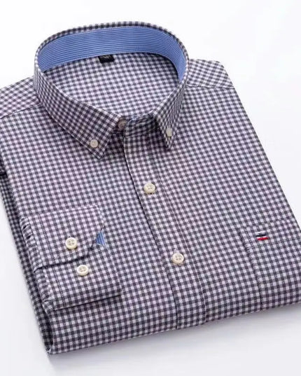 Men's Striped Oxford Shirt - Casual Long Sleeve Slim Fit Design