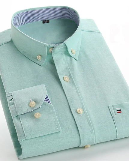 Men's Striped Oxford Shirt - Casual Long Sleeve Slim Fit Design