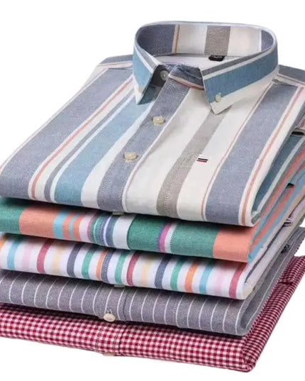 Men's Striped Oxford Shirt - Casual Long Sleeve Slim Fit Design