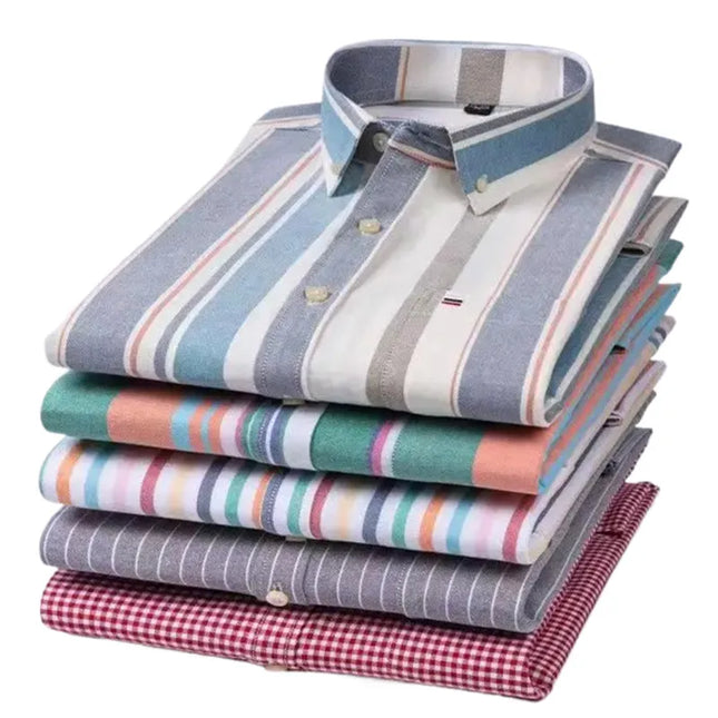 Men's Striped Oxford Shirt - Casual Long Sleeve Slim Fit Design