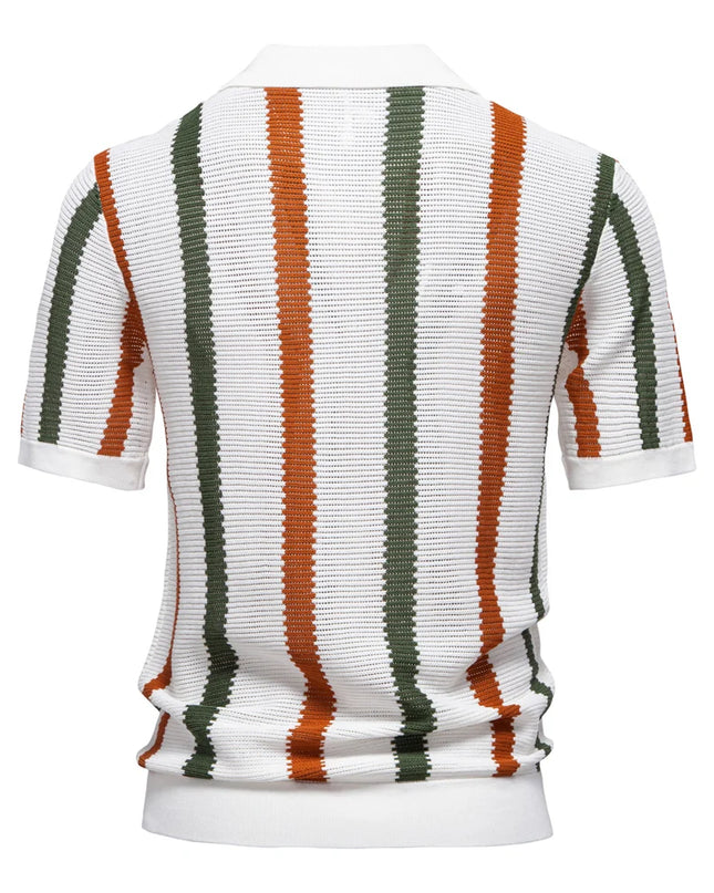 Men's Striped Polo Shirt - Breathable Casual Wear