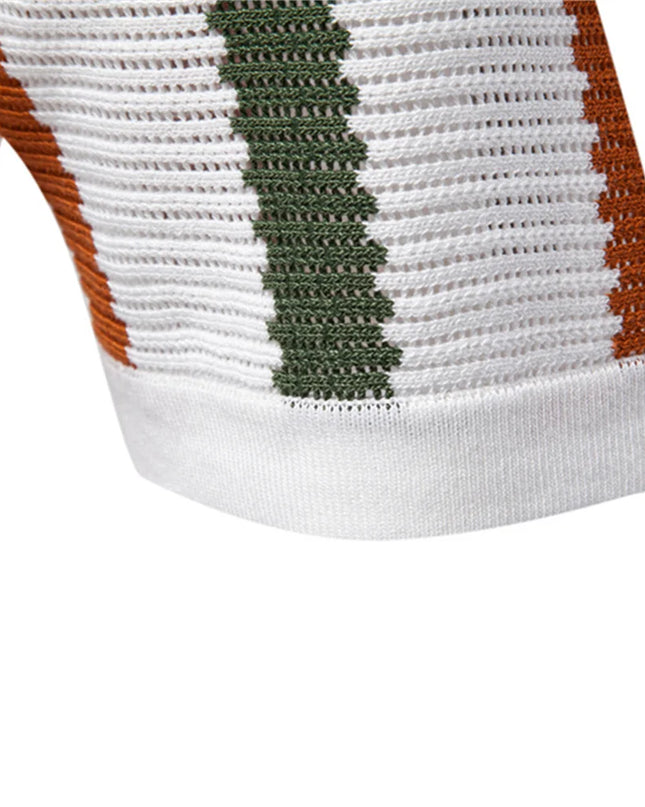 Men's Striped Polo Shirt - Breathable Casual Wear