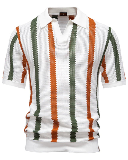 Men's Striped Polo Shirt - Breathable Casual Wear