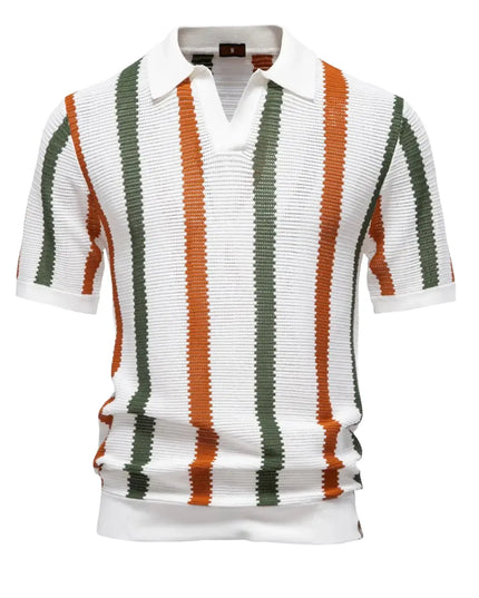 Men's Striped Polo Shirt - Breathable Casual Wear