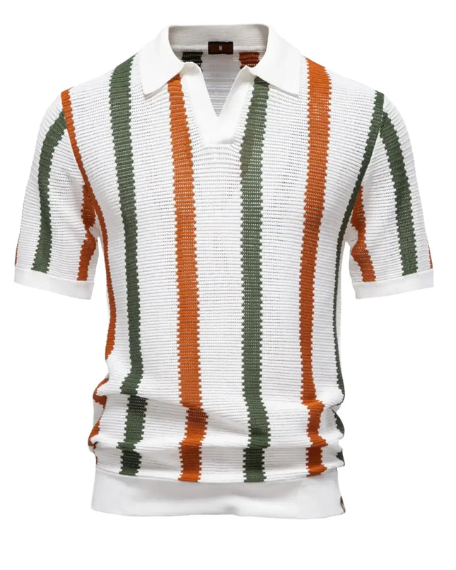 Men's Striped Polo Shirt - Breathable Casual Wear