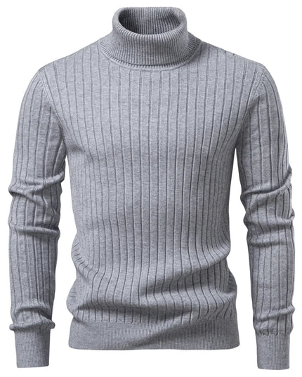 Men's Striped Turtleneck Sweater - Casual Knitwear for Winter