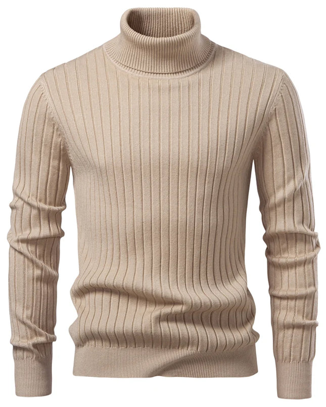 Men's Striped Turtleneck Sweater - Casual Knitwear for Winter