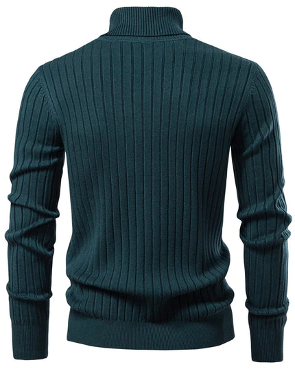 Men's Striped Turtleneck Sweater - Casual Knitwear for Winter