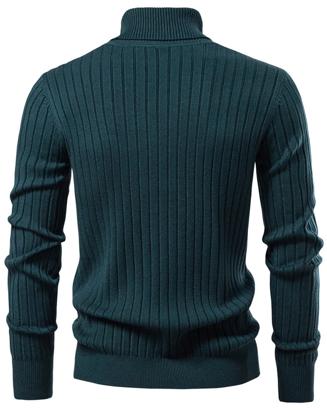 Men's Striped Turtleneck Sweater - Casual Knitwear for Winter