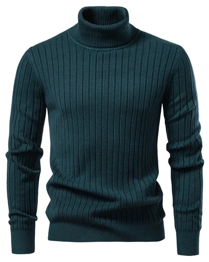 Men's Striped Turtleneck Sweater - Casual Knitwear for Winter