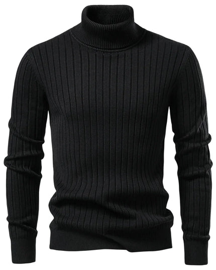 Men's Striped Turtleneck Sweater - Casual Knitwear for Winter