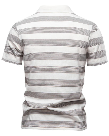 Men's Striped V Neck Polo Shirt - Breathable & Casual Summer Fit
