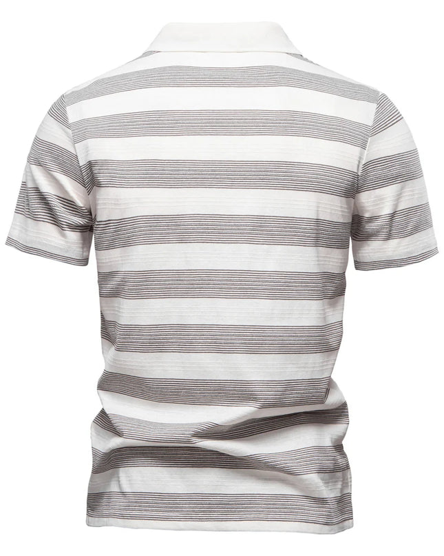 Men's Striped V Neck Polo Shirt - Breathable & Casual Summer Fit
