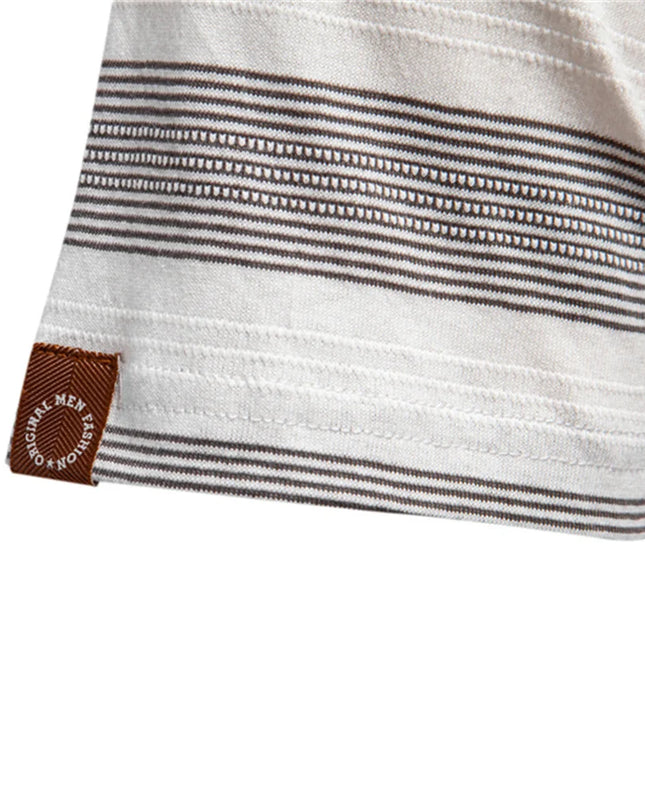 Men's Striped V Neck Polo Shirt - Breathable & Casual Summer Fit