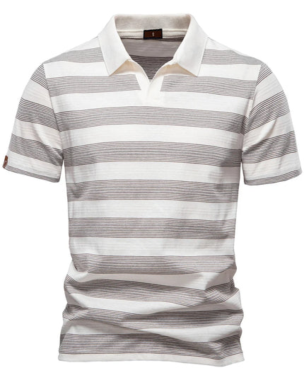 Men's Striped V Neck Polo Shirt - Breathable & Casual Summer Fit